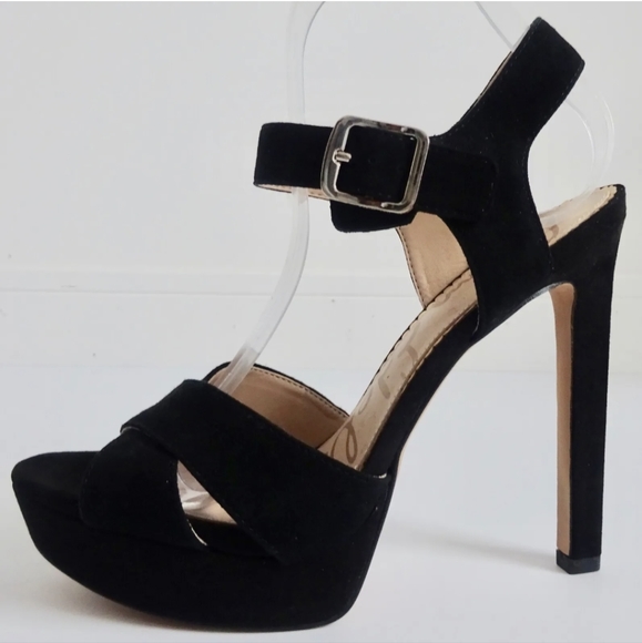 Sam Edelman Willa Y2K black leather very high heel sandals shoes buckle UK 7/7.5 - Picture 4 of 12